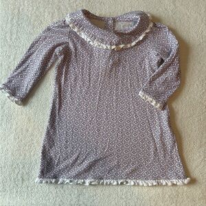 Lila + Hayes Geometric Pattern Dress with Ruffle Trim. Sz 2T. Purple Pink